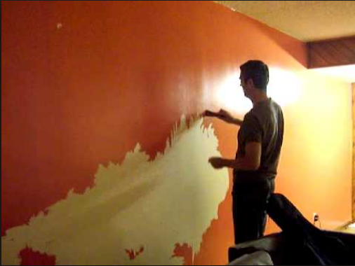fresh paint peeling off wall - no prep work