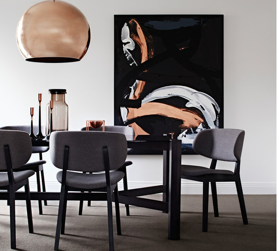 rose gold dining room